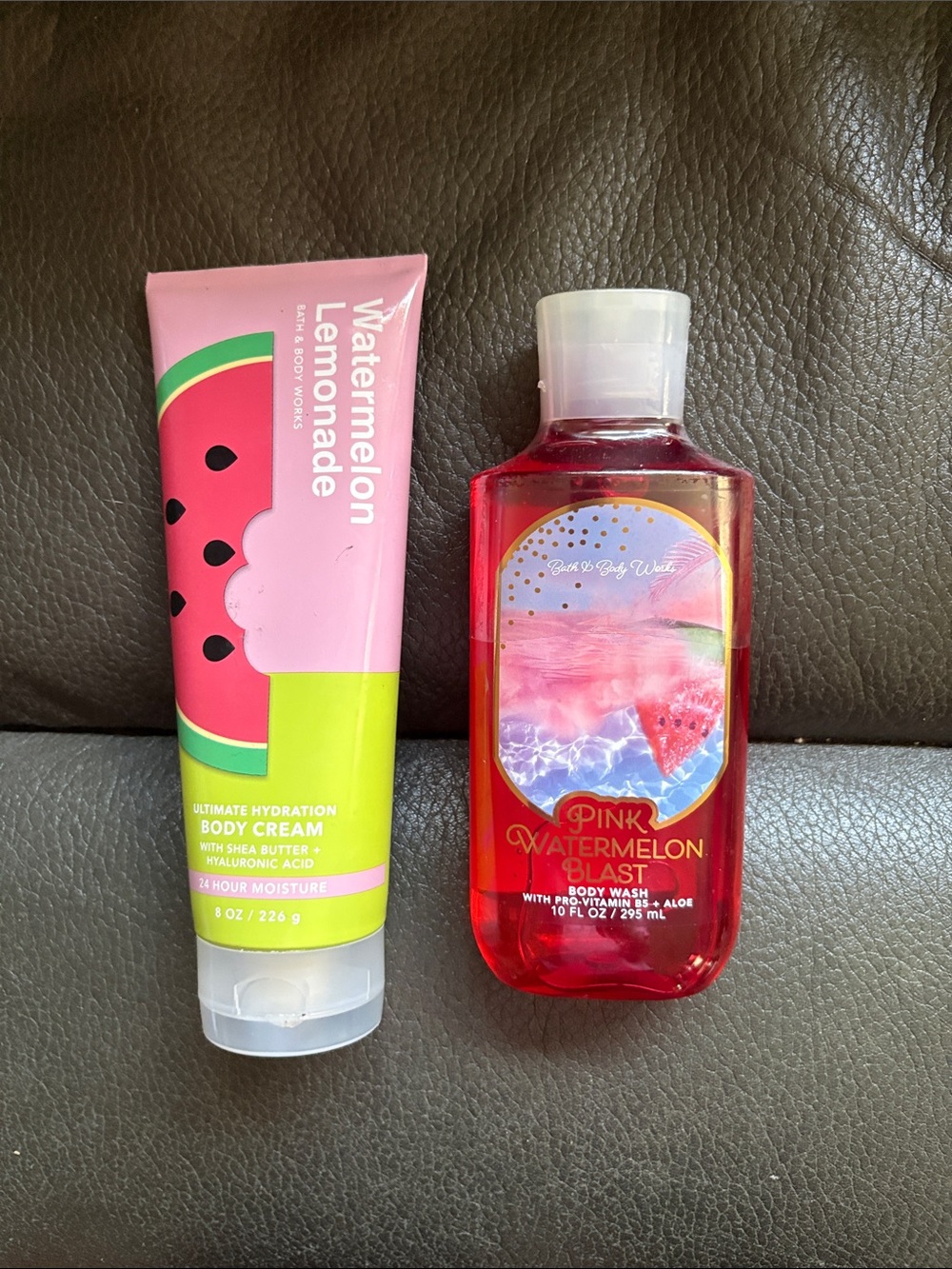 Bath and body watermelon lemonade cream and pink watermelon blast body wash